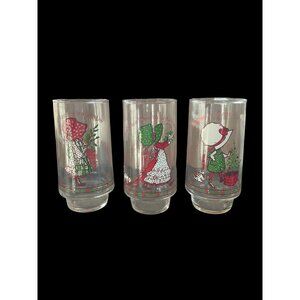 Coca Cola Merry Christmas Holly Hobbie Drinking Glasses 16 OZ 3 Limited Edition